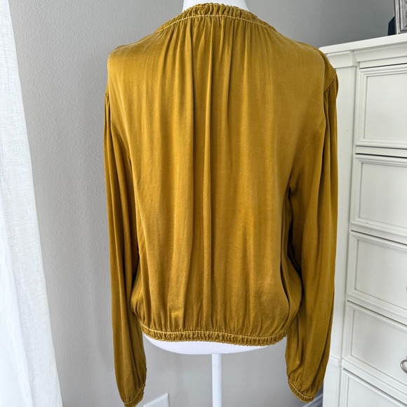 Bella Dahl Yellow Gold Long Sleeve Blouse Top Size Large - Picture 3 of 14